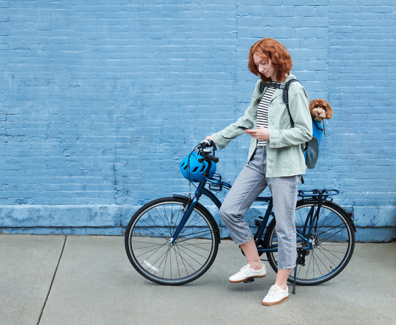 Woman on a bike using her ADT app