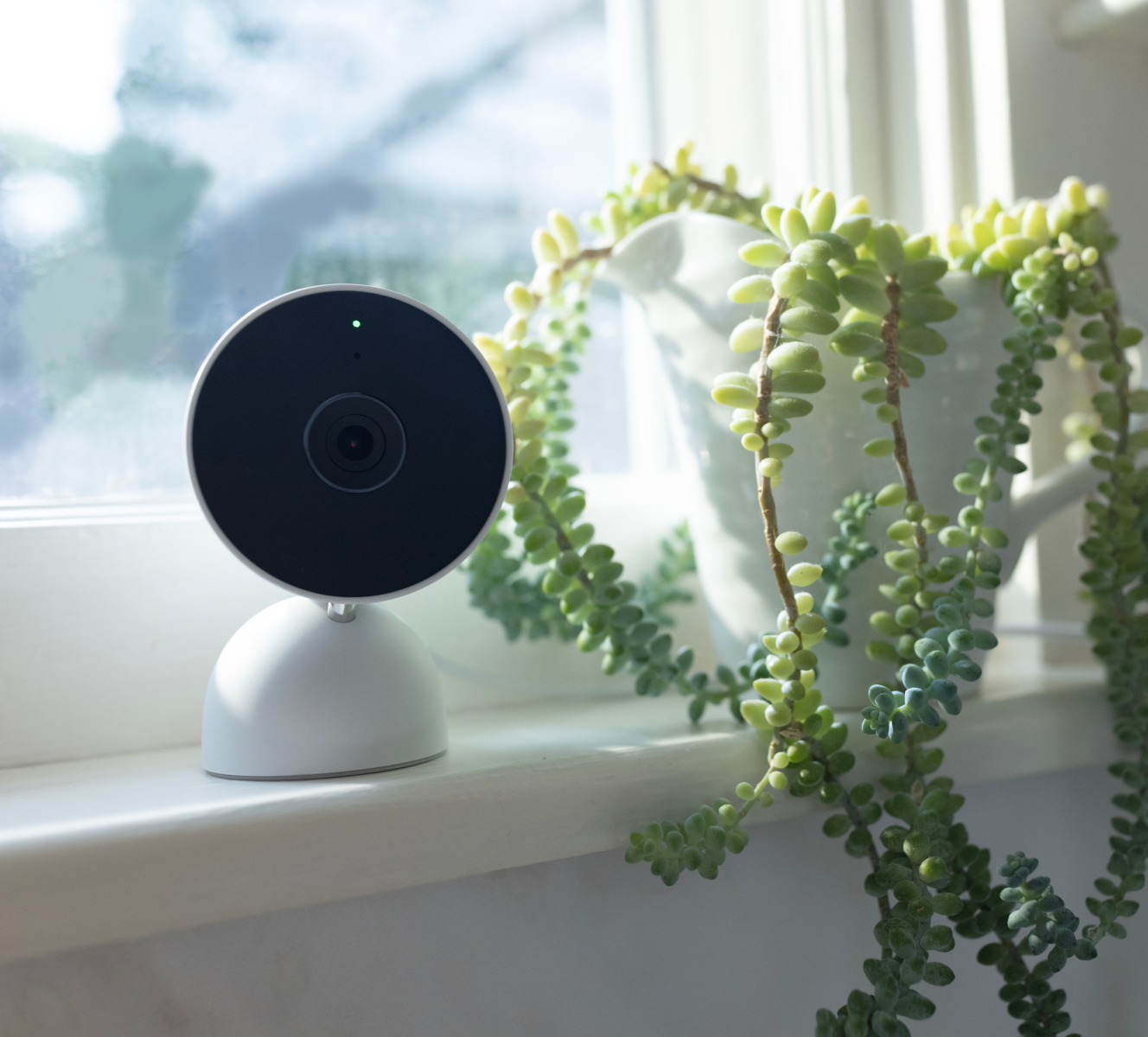 Nest Indoor Camera on a windowsill