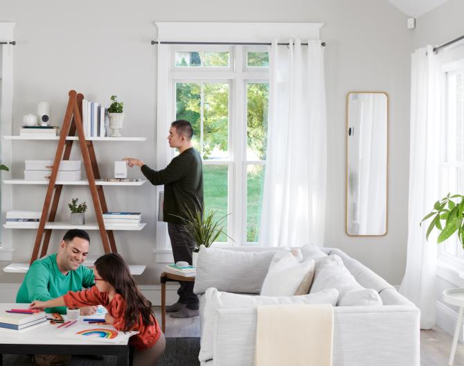 Indoor camera on shelf