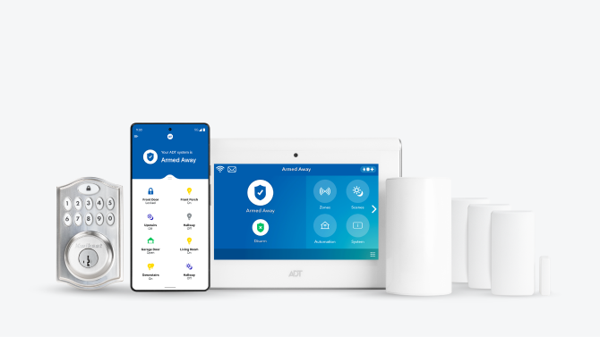 Smart Home package with ADT Smart Lock, app, Command Panel, and other products